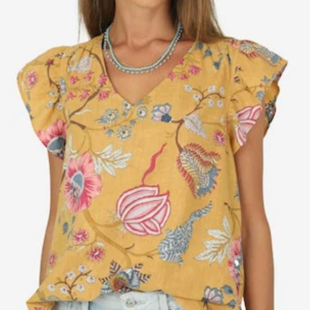 Dylan Claire V Top, linen-blend, size small (never worn)